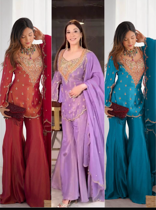 Designer Pakistani Sharara Suit Set with Dupatta ✨ | Wedding & Festive Wear for Women