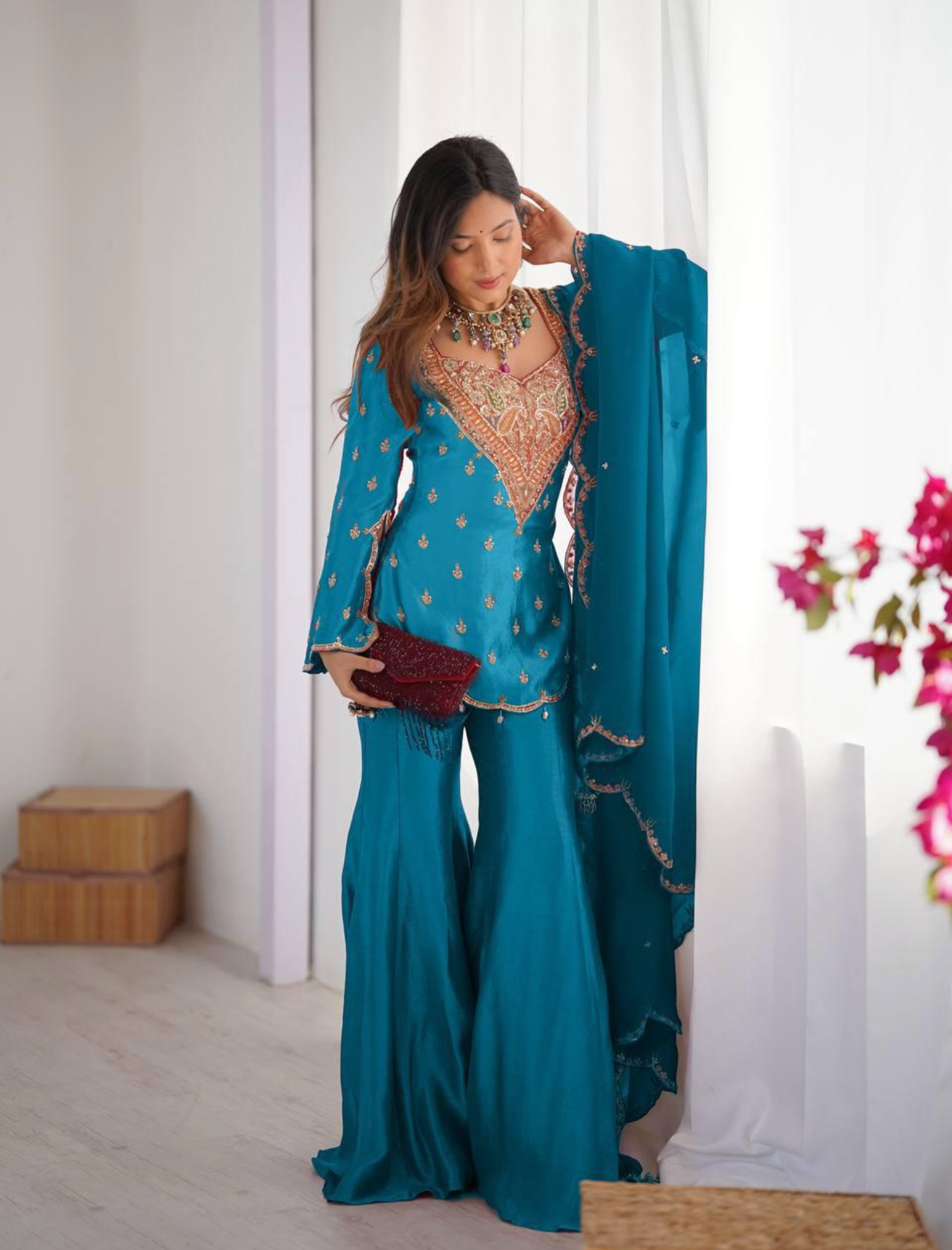 Designer Pakistani Sharara Suit Set with Dupatta ✨ | Wedding & Festive Wear for Women
