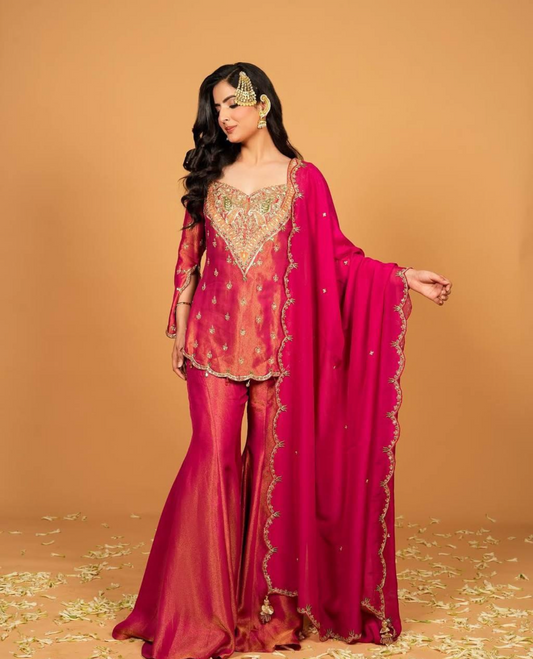 Designer Pakistani Sharara Suit Set with Dupatta ✨ | Wedding & Festive Wear for Women
